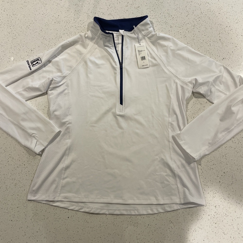 Vineyard Vines Women White Long Raglan Sleeve Cap Solid Half Zip Sweatshirts NWT